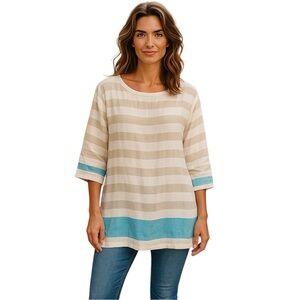 LemLem Mid Sleeve Cotton Striped Blouse size Small